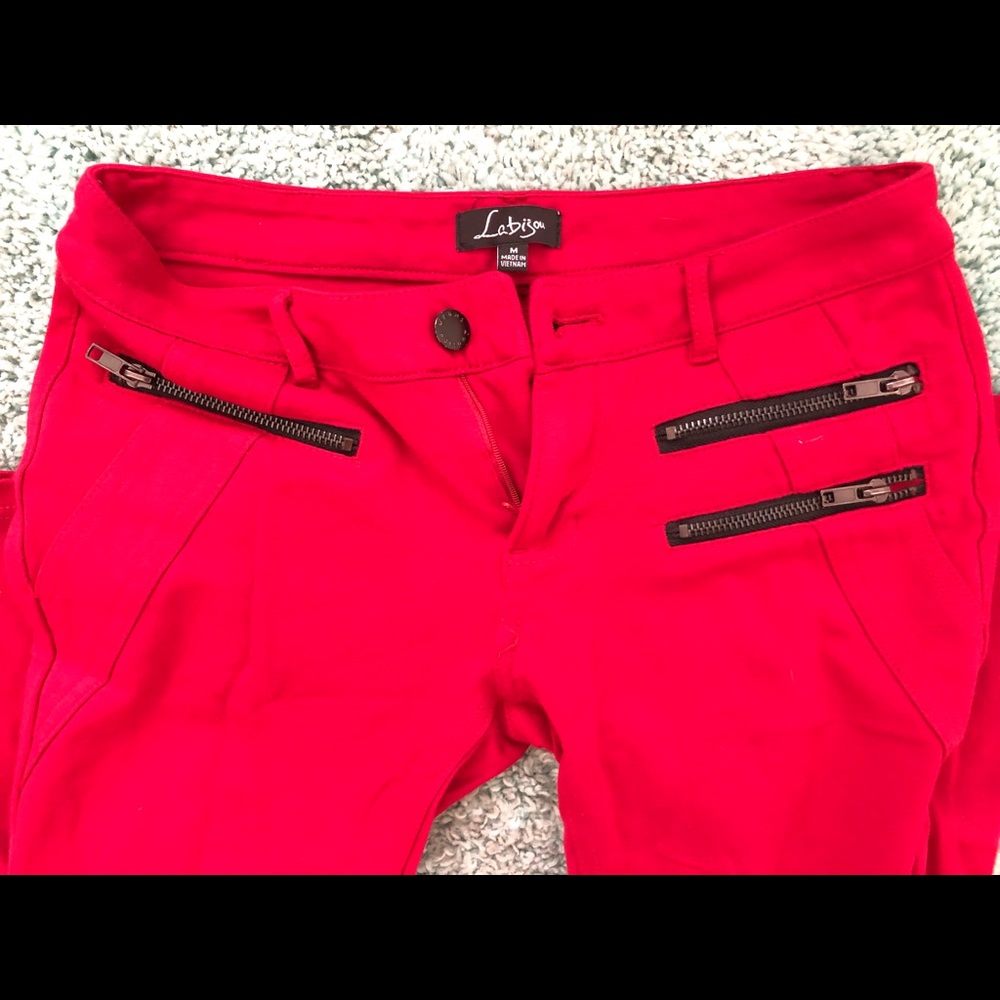 Red business casual pants